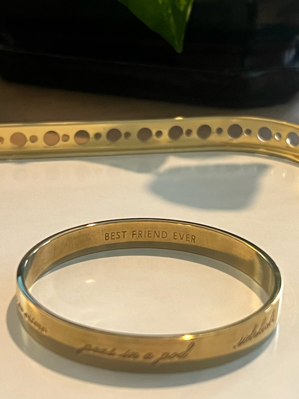 Kate Spade Gold Engraved 'Sidekicks' Best Friend Bangle Bracelet with Dust Bag - Picture 3 of 6